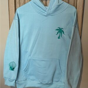Light Blue Hoodie with Palm Tree Embroidery